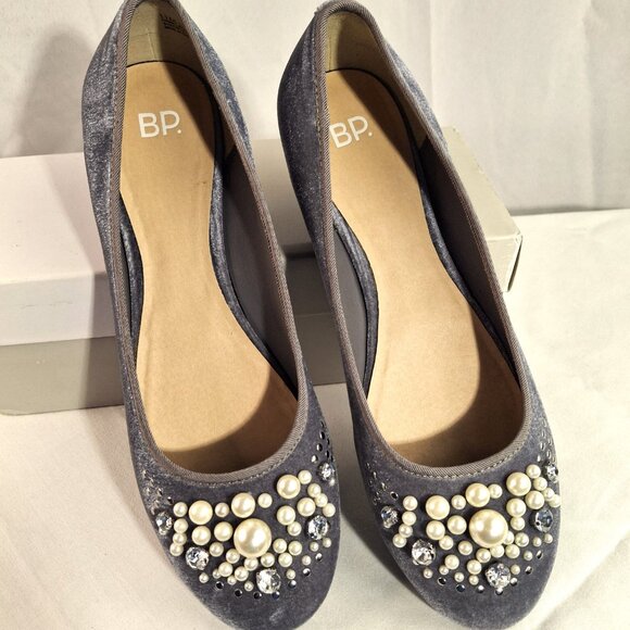 BP Gracee Gray Velvet Flats Size 11 - Picture 2 of 5